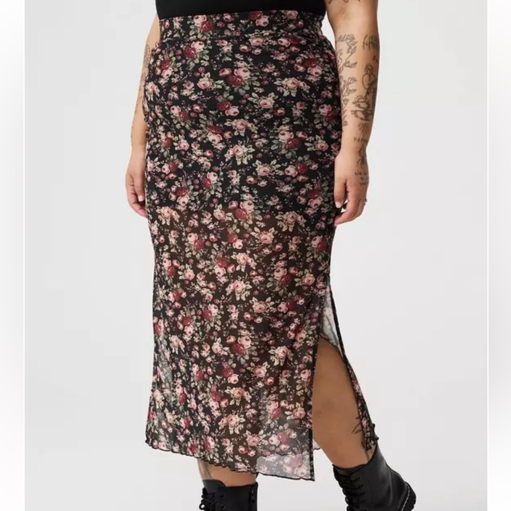 Vintage floral mesh Maxi Skirt